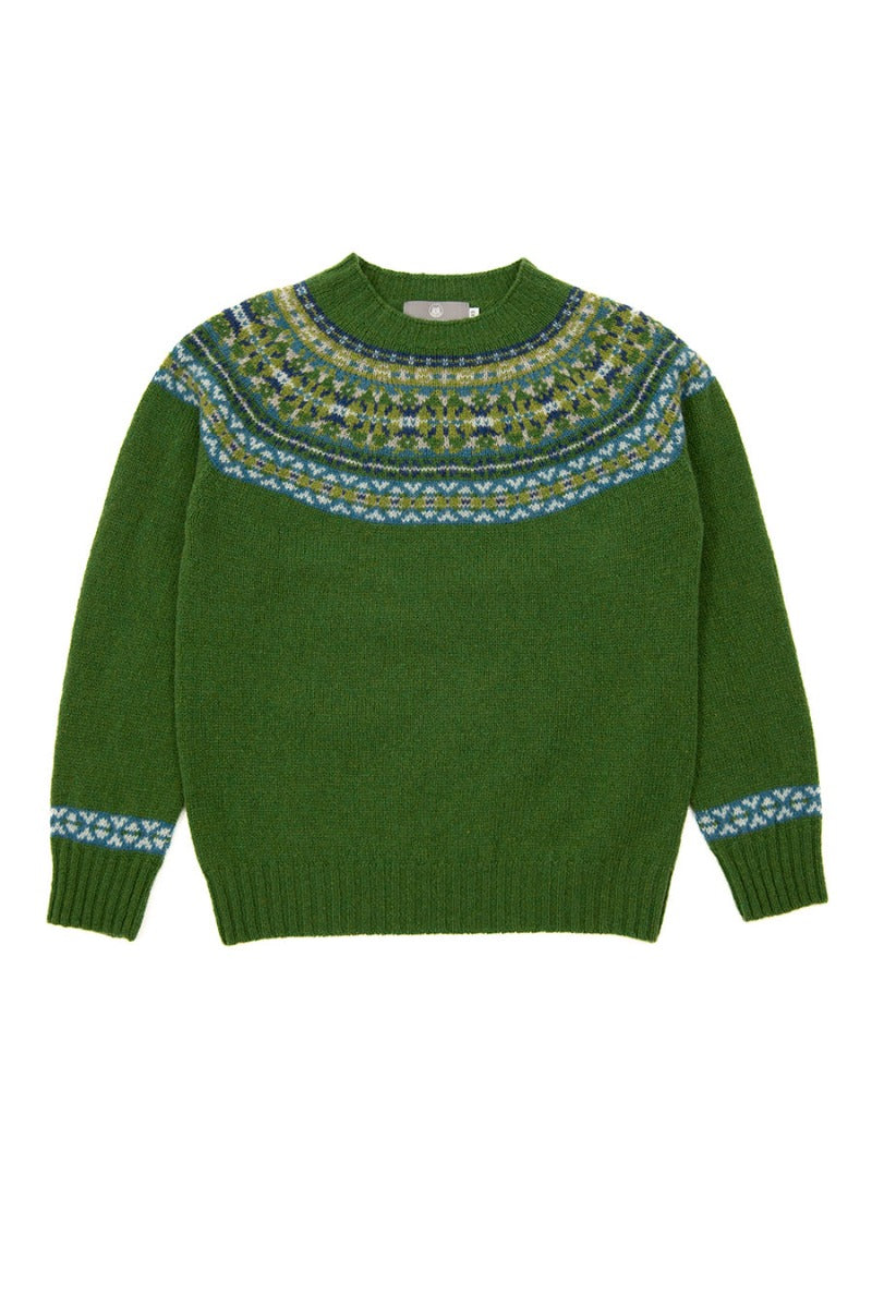 Womens Festival yoke fair isle jumper - Green