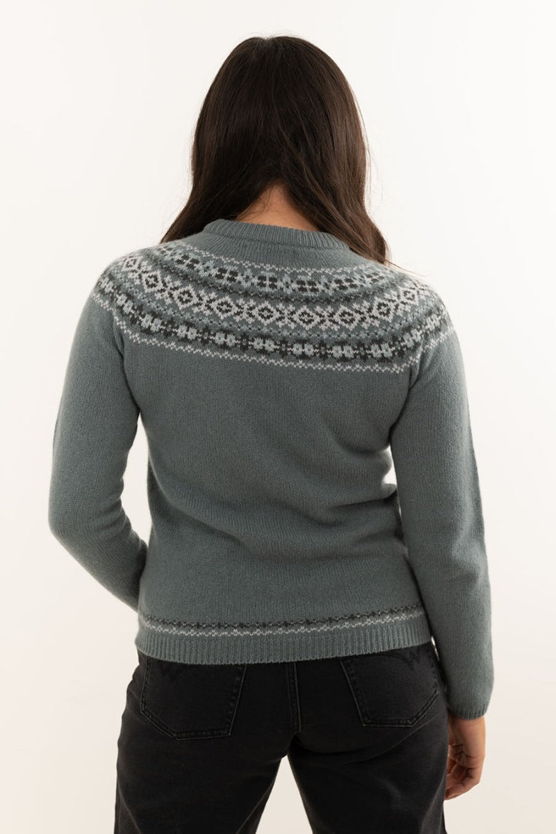 Geelong lambswool fair isle jumper sweater sage green