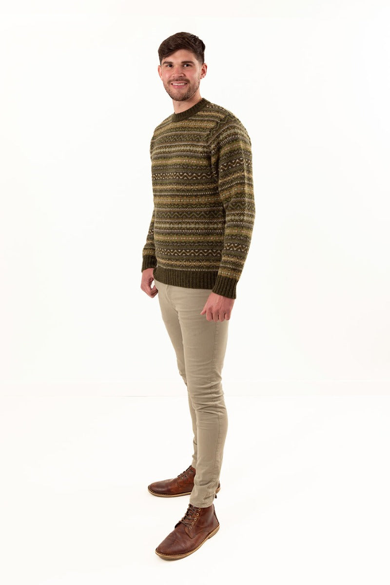 green fair isle mens jumper sweater kinnaird