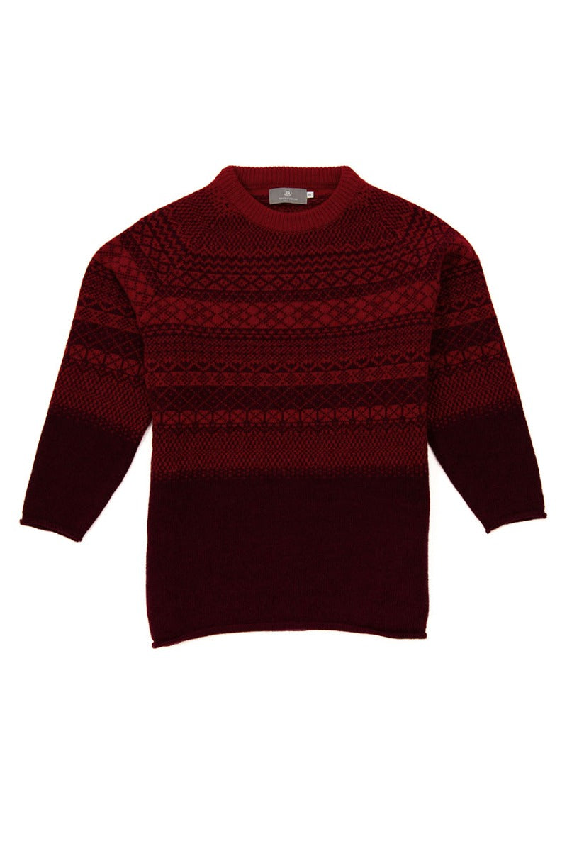 lace fair isle jumper red