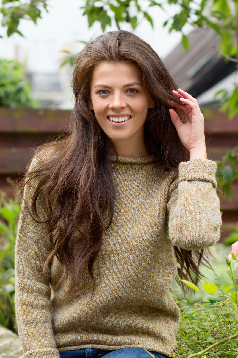 Womens Chunky cuffed jumper ochre