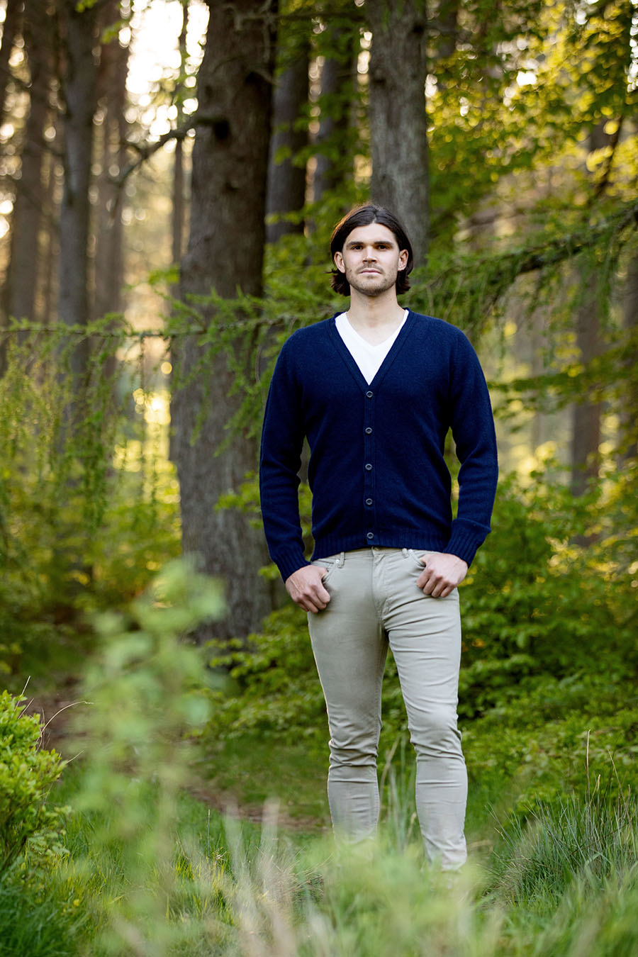 mens blue cardigan navy shetland wool 