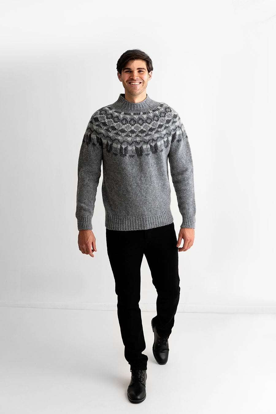 Grey fair isle sweater best sale