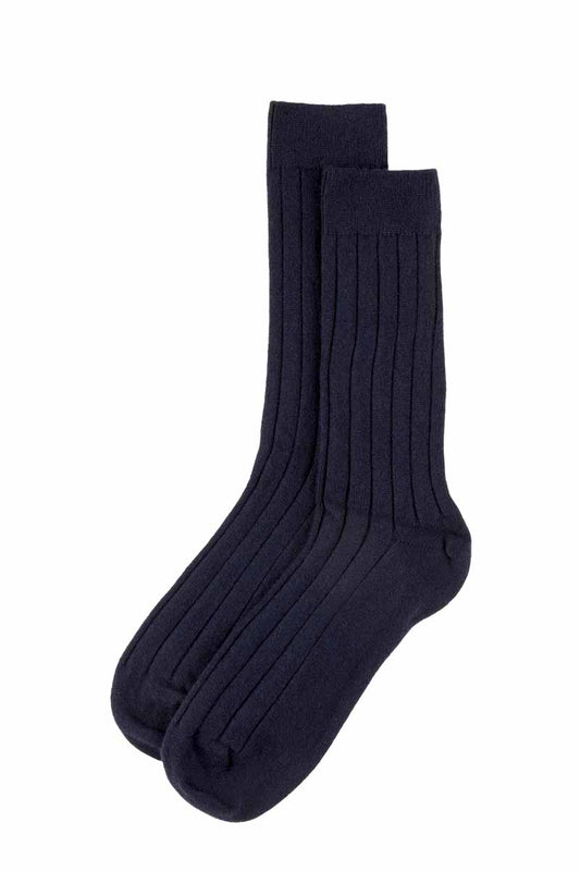 Mens Scottish Cashmere Socks. Navy blue