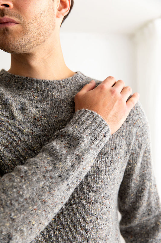 mens grey donegal merino wool jumper sweater