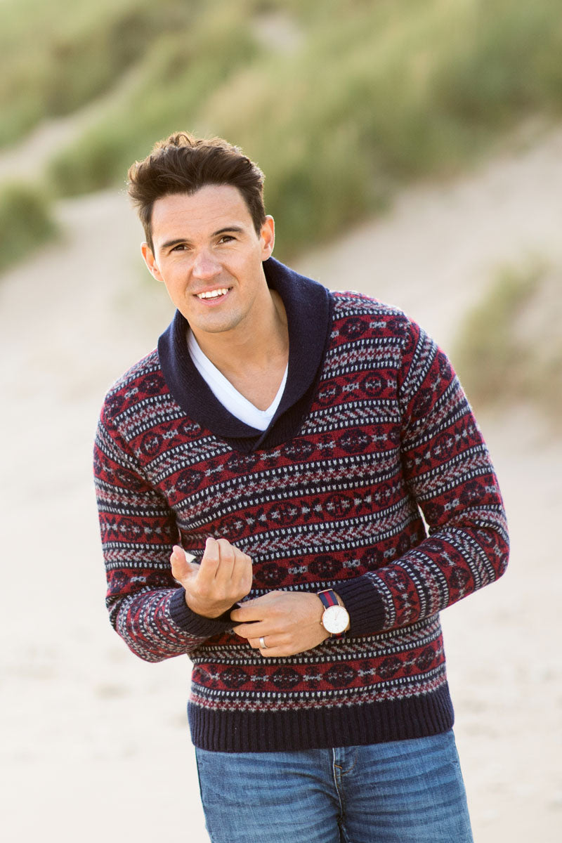 Mens red fair isle sweater best sale