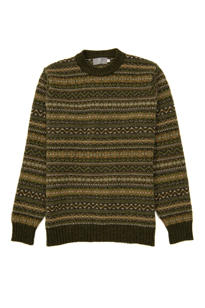 mens kinnaird fair isle jumper green