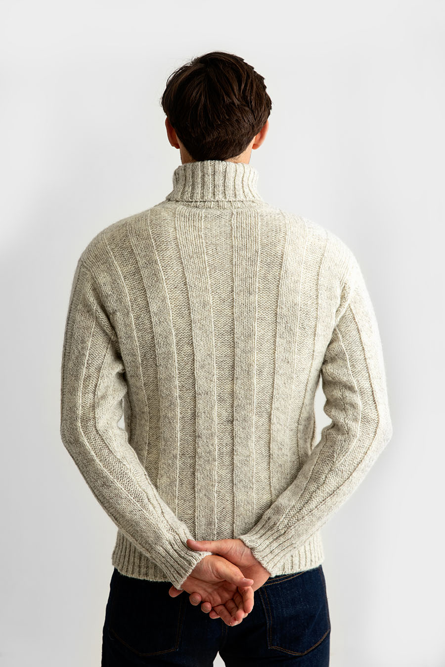 Mens chunky knit polo neck jumpers hotsell