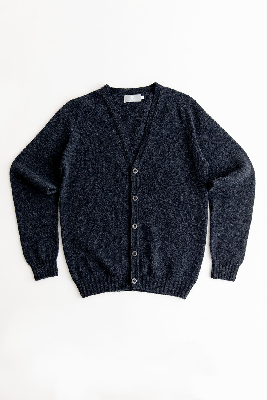 mens shetland wool cardigan charcoal grey