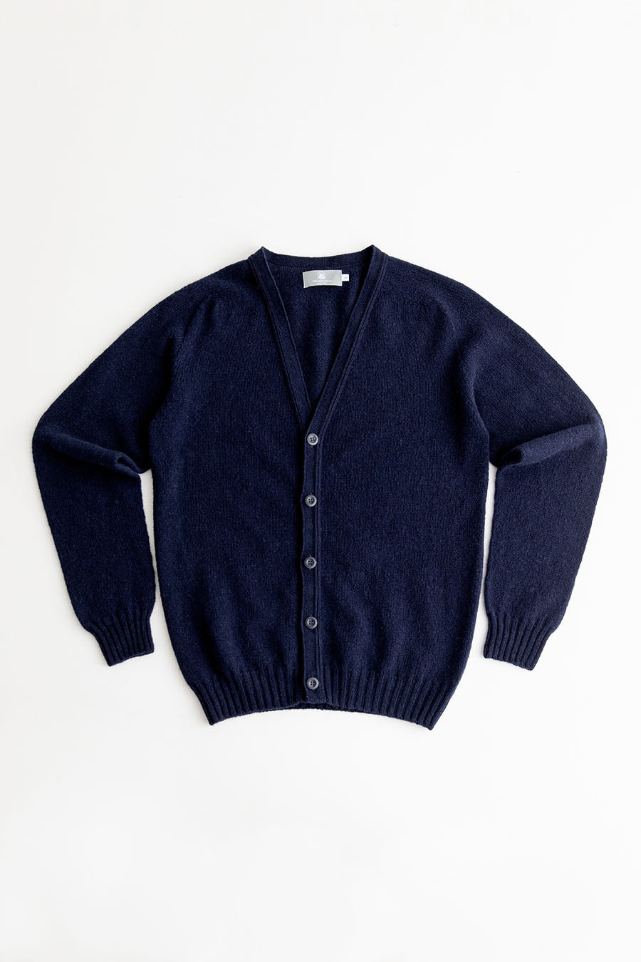 mens shetland wool cardigan navy blue