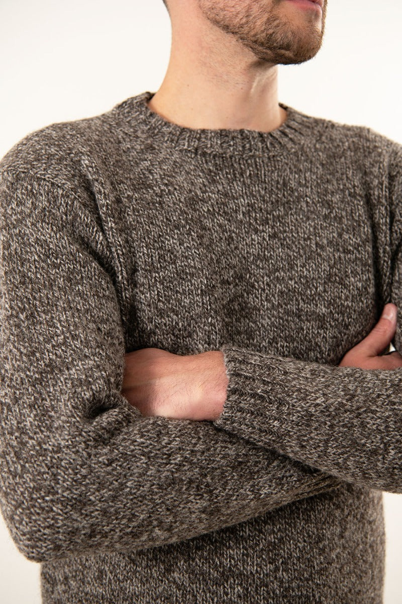 mens undyed wool jumper brown crew neck