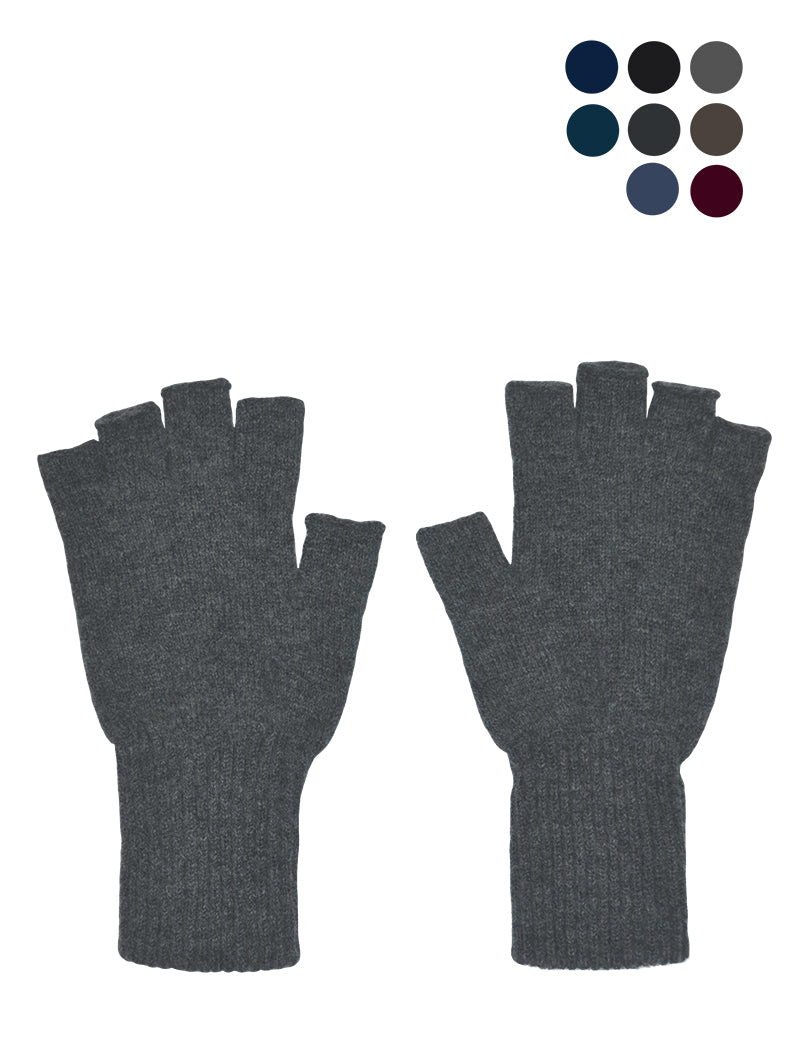 Mens wool fingerless gloves 8 colours. Scottish lambswool