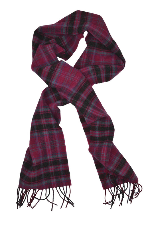 Pink Tartan Scarf. Grant. Scottish Lambswool. Womens, Ladies.