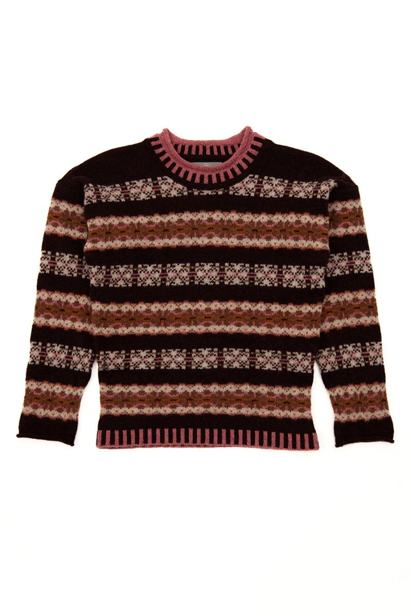 Pitmedden fair isle jumper burgundy