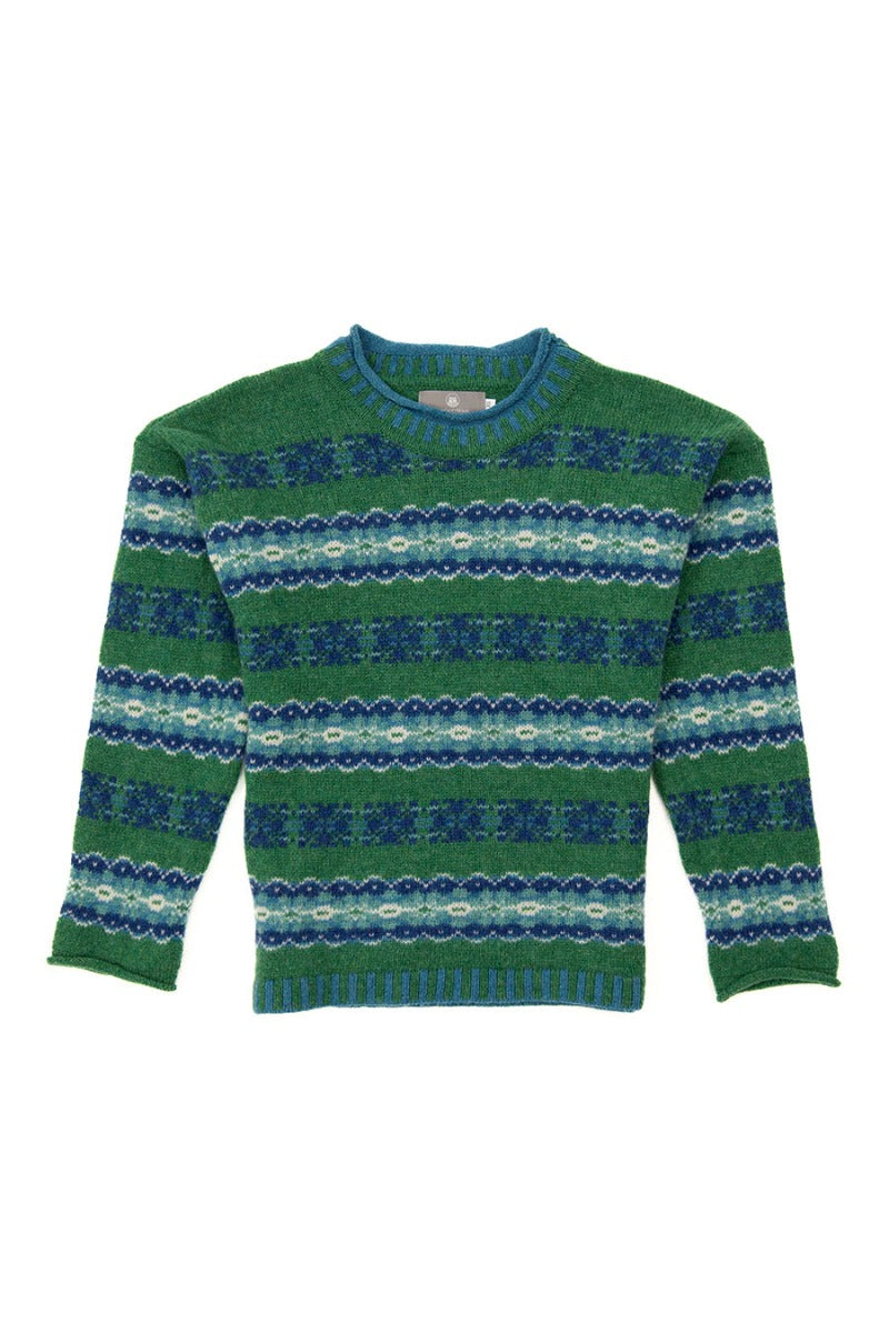 Pitmedden fair isle jumper green wool