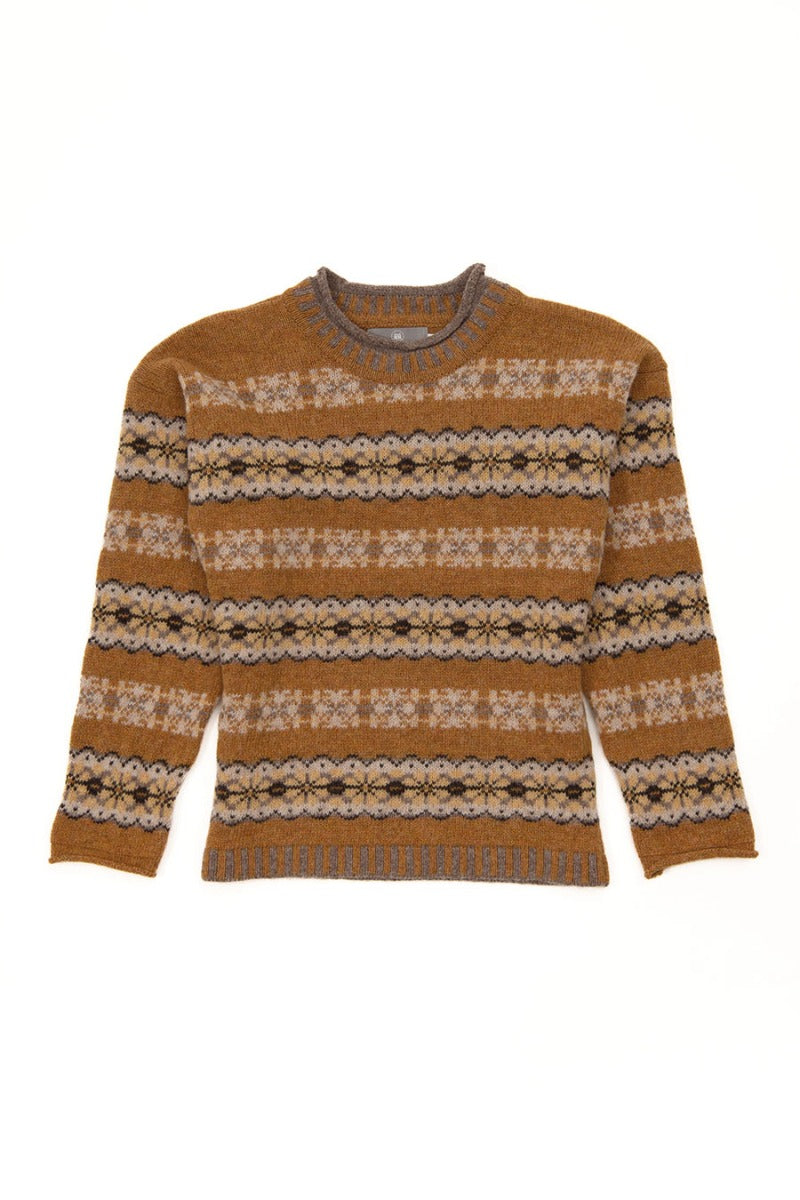 pitmedden fair isle jumper mustard yellow wool