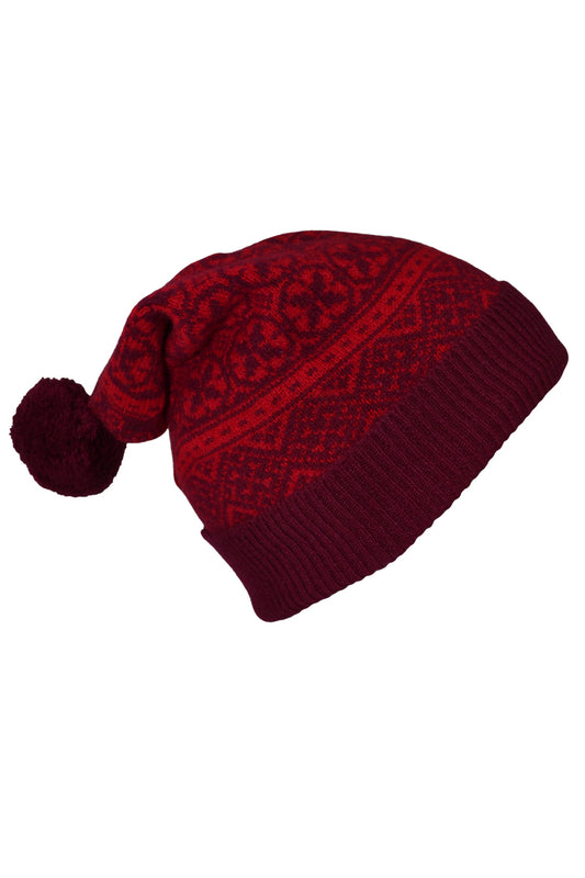 Rubislaw fair isle ski hat scarlet burgundy red