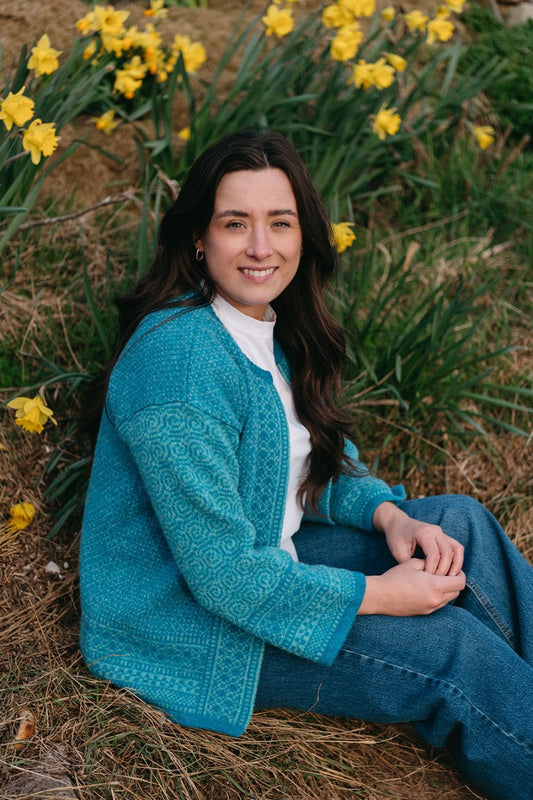 wool kimono cardigan turquoise aqua coatigan towie