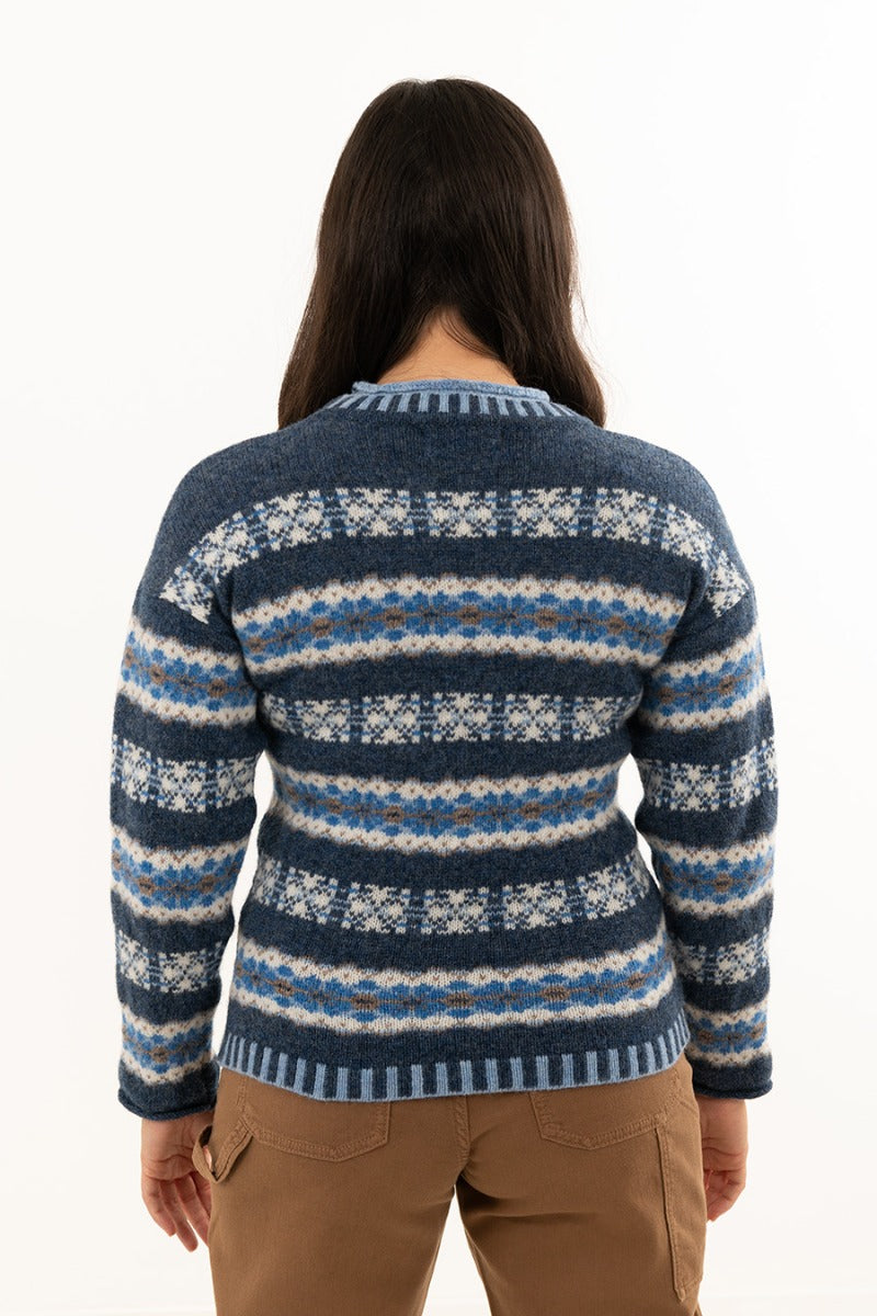 womens blue fair isle jumper sweater pitmedden