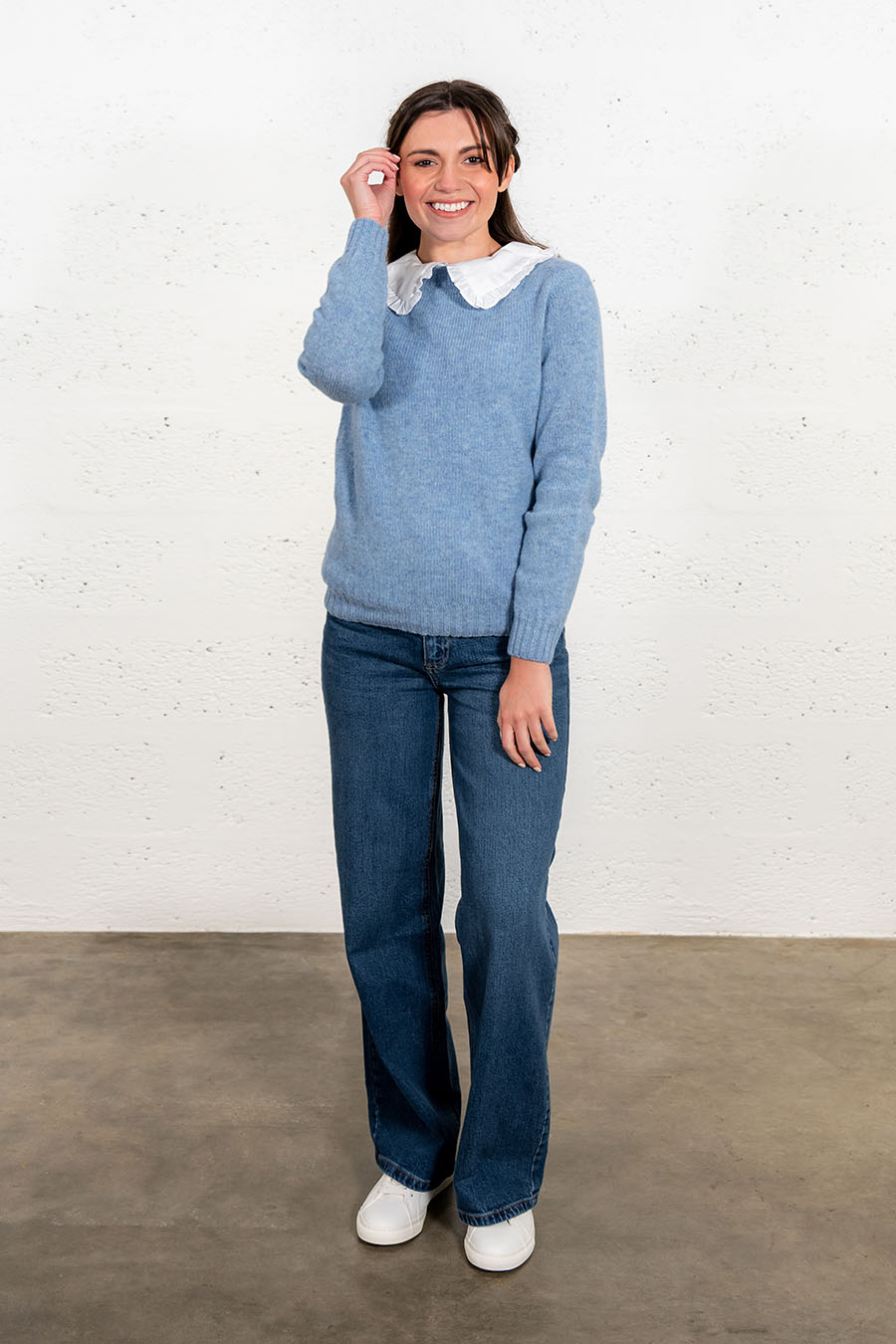 Pale ice blue womens shetland wool sweater