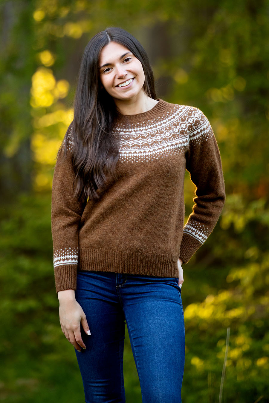 Womens Aviemore Yoke Fair Isle Jumper brown