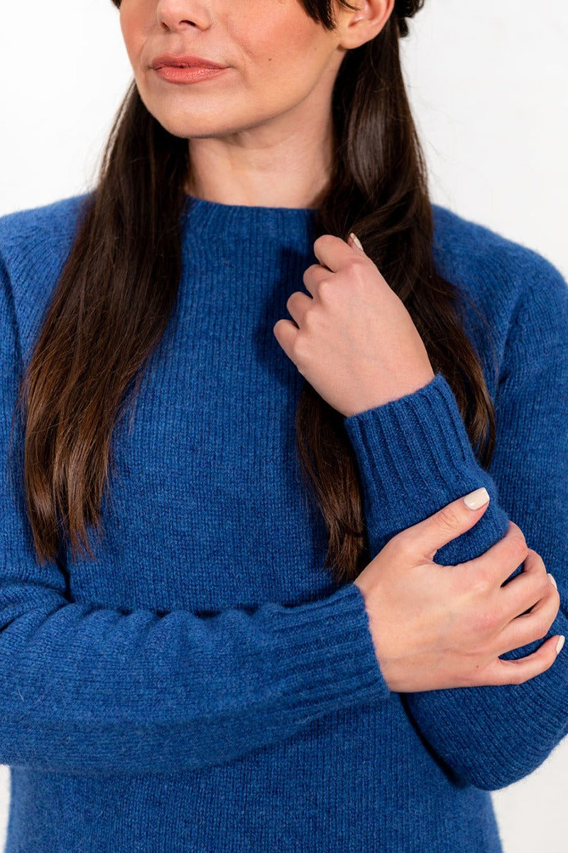 Womens Seamless Saddle Shoulder Shetland Jumper Cobalt Blue