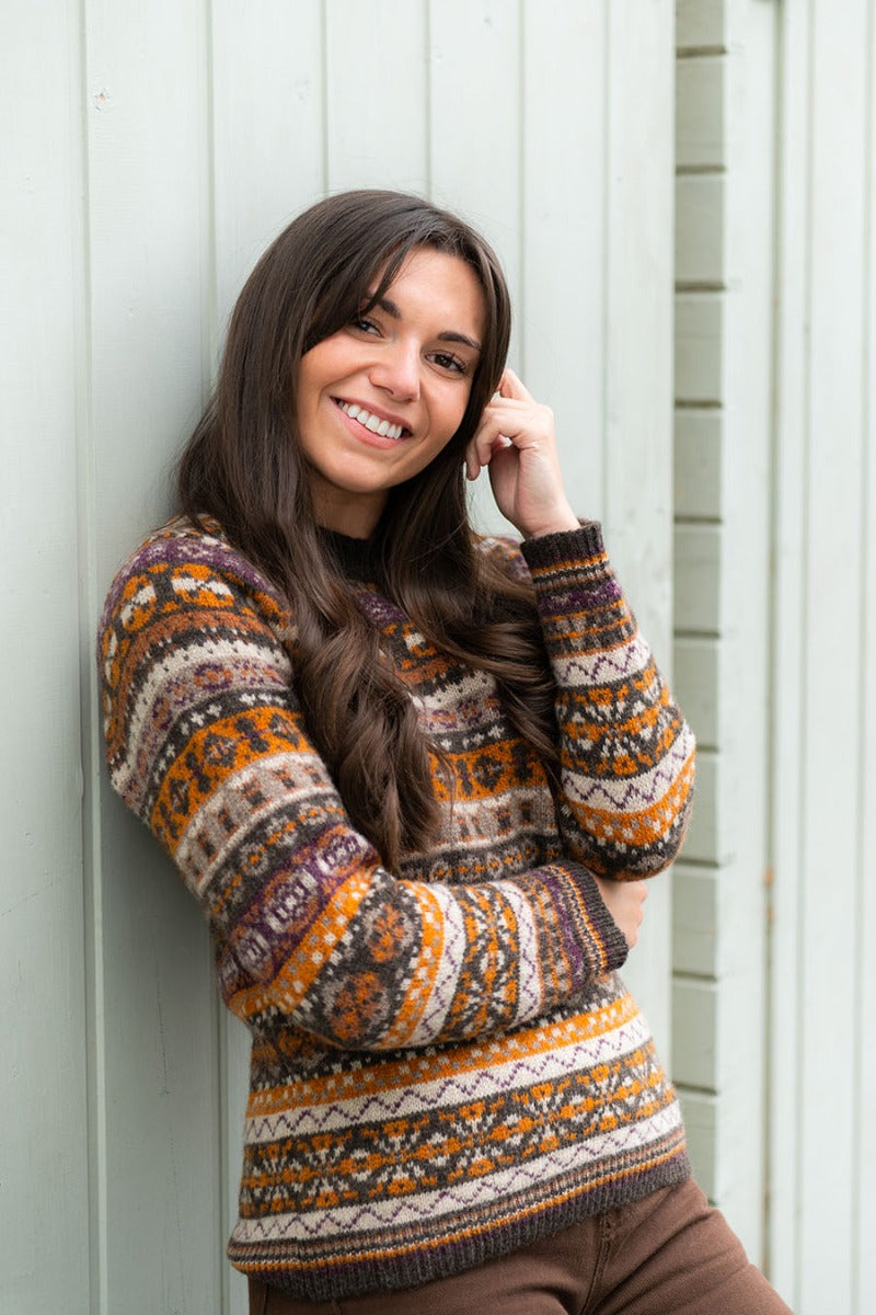 Womens Drumtochty fair isle jumper Brown