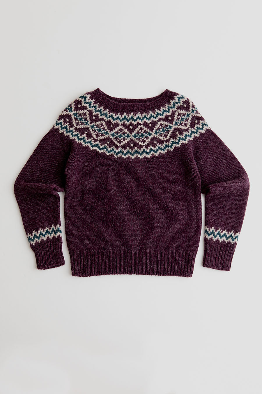 womens finnieston yoke fair isle jumper aubergine