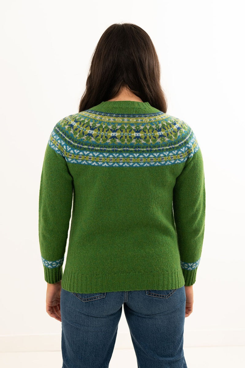 Womens Festival yoke fair isle jumper Green