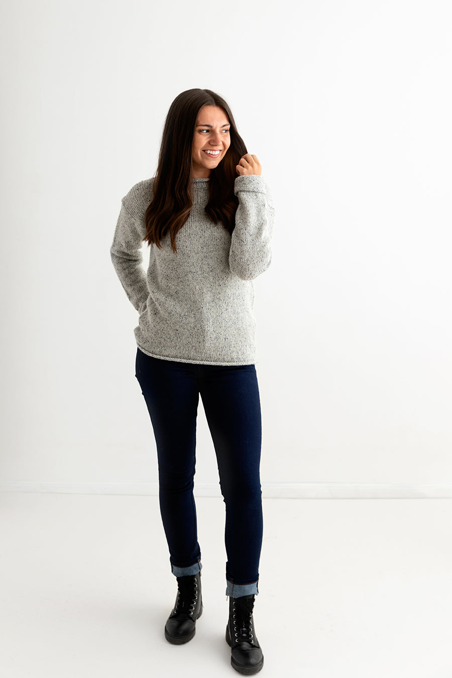 Grey wool jumper ladies best sale