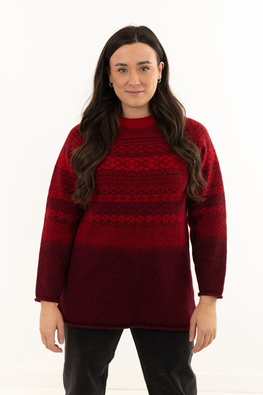 womens red wool jumper fair isle lace