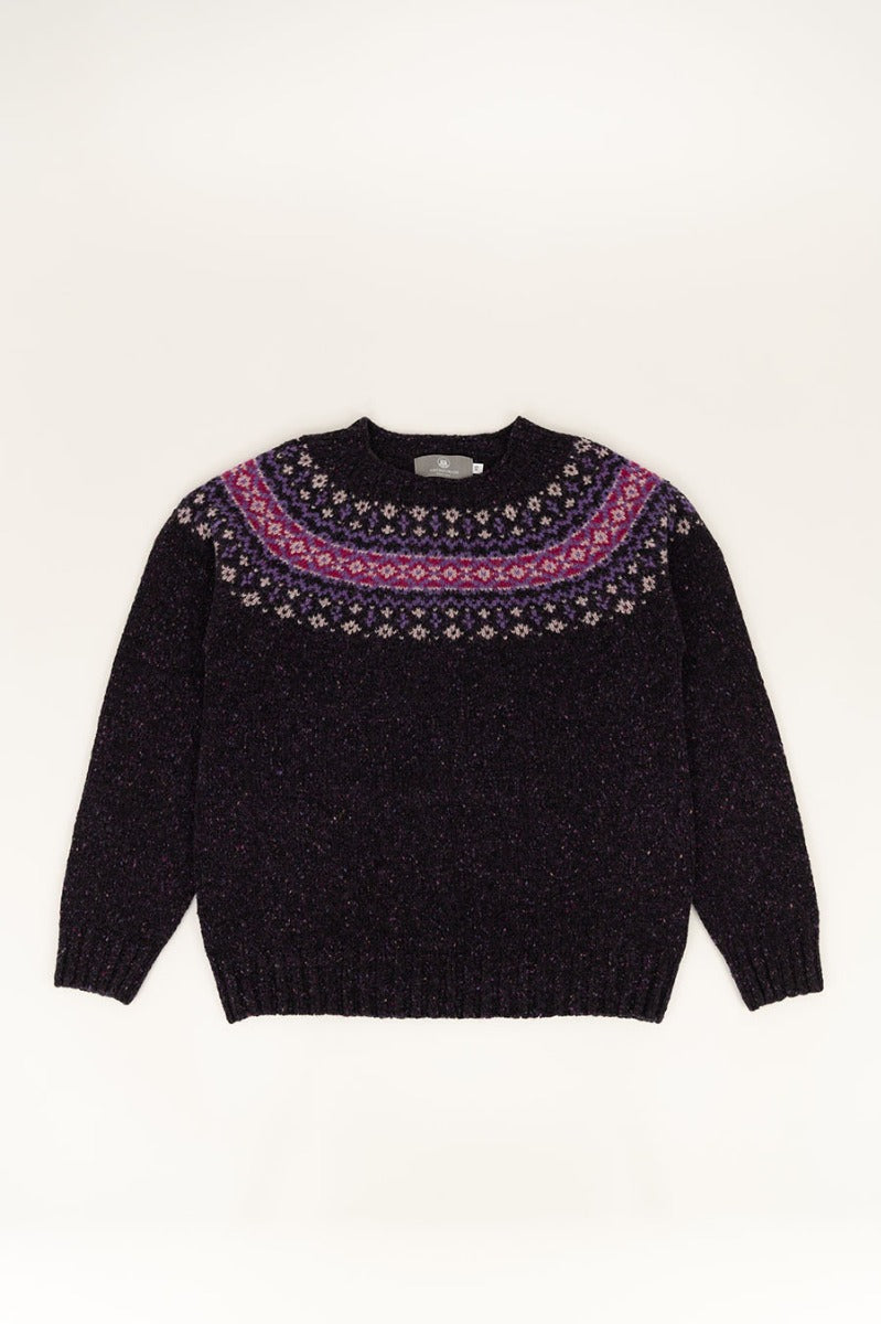 Womens Croft II Yoke Fair Isle Jumper Purple