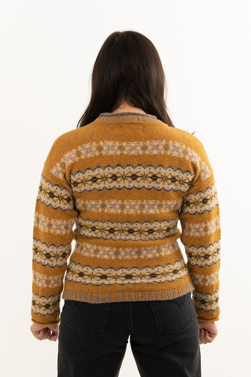 yellow wool fair isle jumper pitmedden