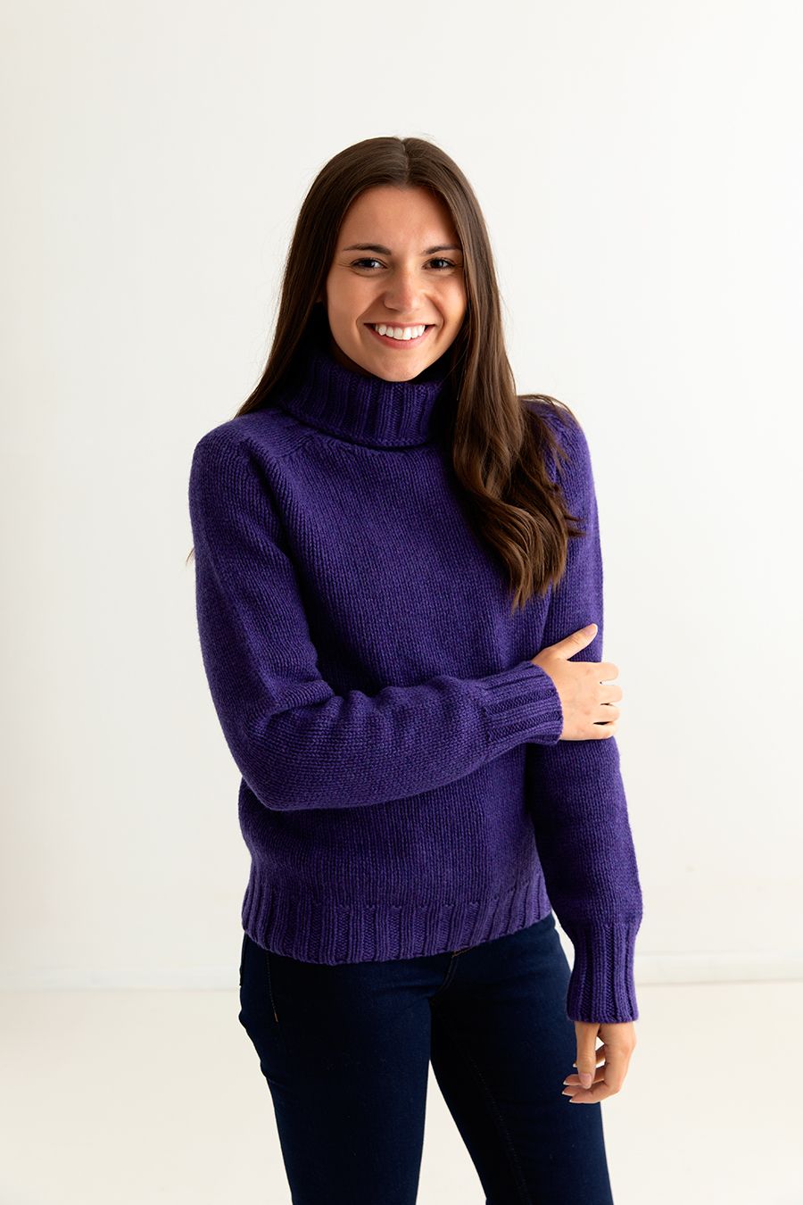Lilac Ribbed Knit Chunky Roll Neck Jumper